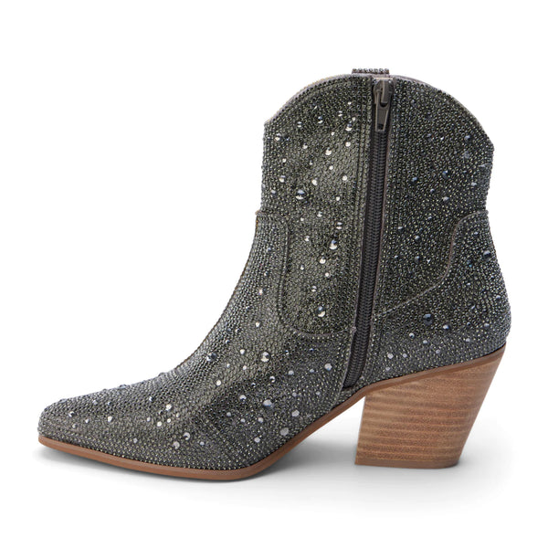 Matisse- Harlow Rhinestone Western Ankle Boot- Smoke