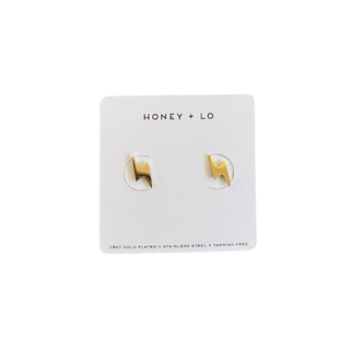 Strike Here Lightning Bolt Stud Earrings