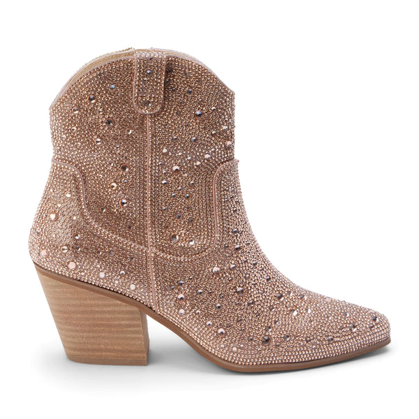 Matisse- Harlow Rhinestone Western Ankle Boot- Rose Gold