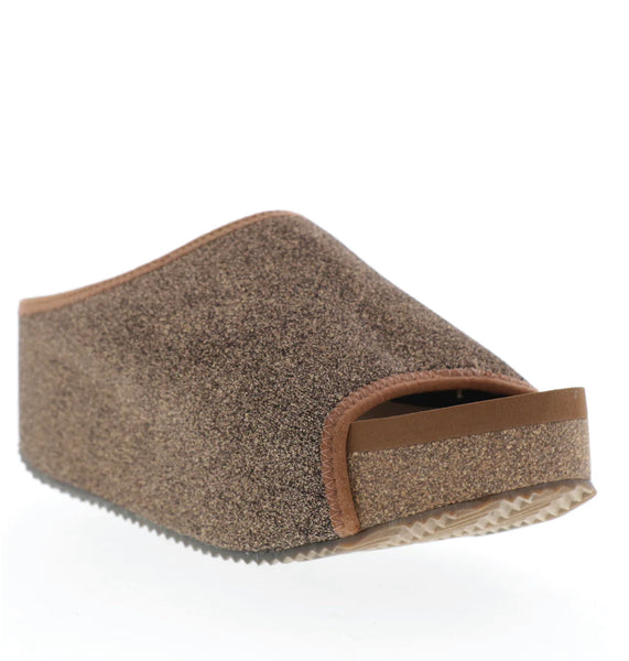 Volatile- Festina Metallic Stretch Knit Wedge Slide- Bronze