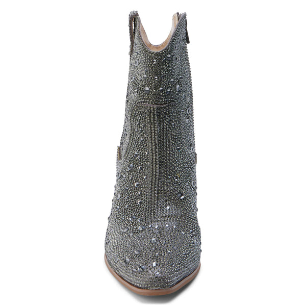 Matisse- Harlow Rhinestone Western Ankle Boot- Smoke