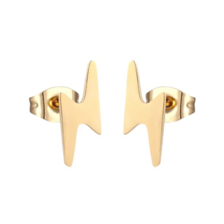 Strike Here Lightning Bolt Stud Earrings