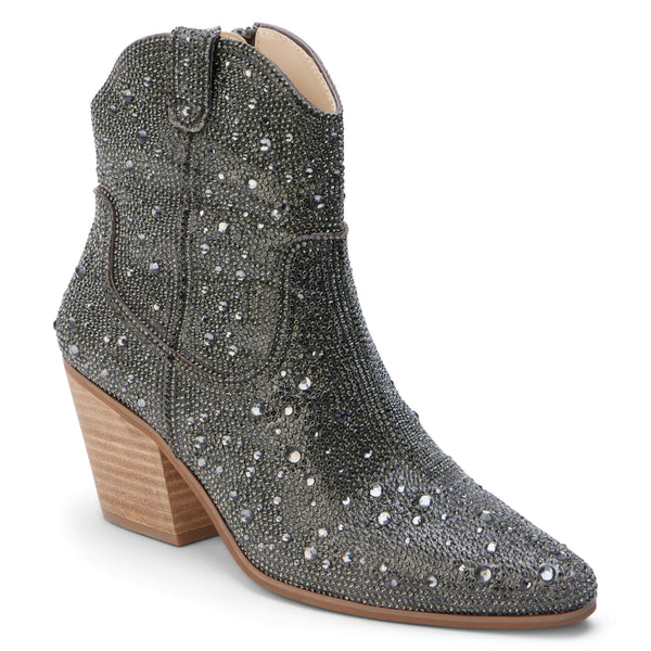 Matisse- Harlow Rhinestone Western Ankle Boot- Smoke