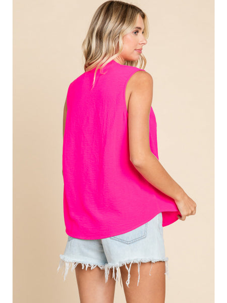 Kendall Sleevless Top- Hot Pink