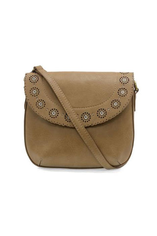 Camel Lazer Cut Daisy Flap Crossbody