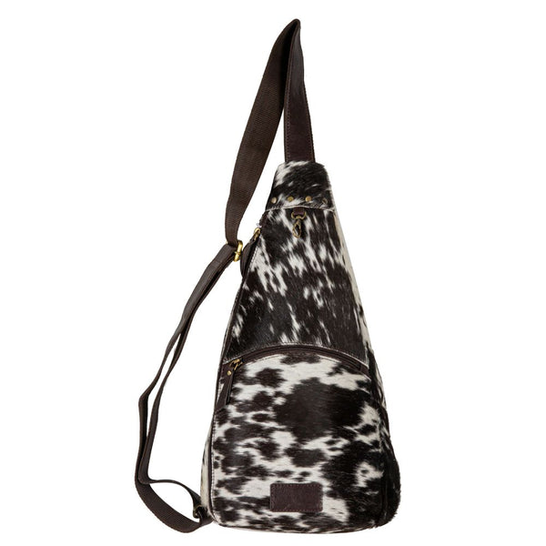 Myra-Cullom Trail Hair-on Hide Bucket Sling Bag in Black