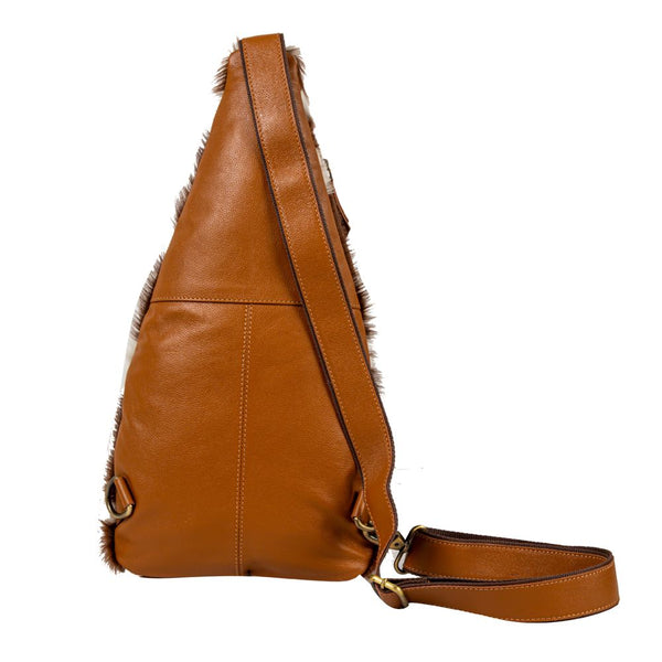 Myra-Cullom Trail Hair-on Hide Bucket Sling Bag in Brown