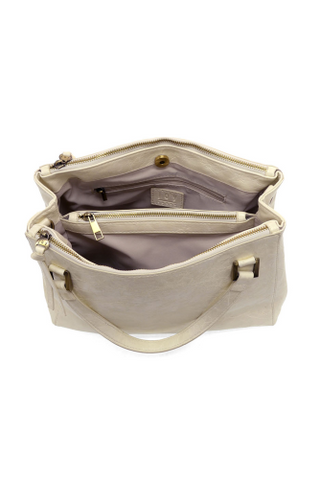 Ivory Shawna Triple Zip Satchel Crossbody