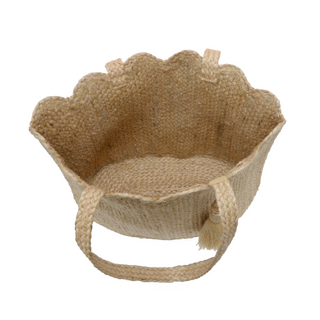 Jovi Scalloped Hem Jute Tote w/ Tassel
