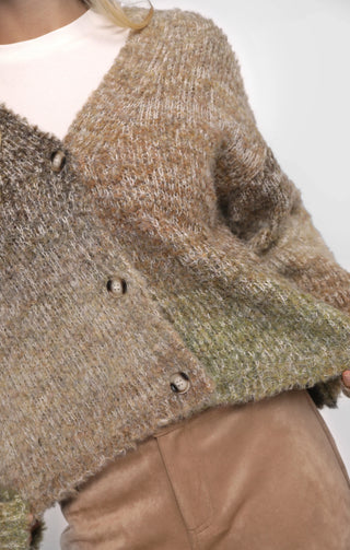 Smiley Ombre Fuzzy Knit Cardigan