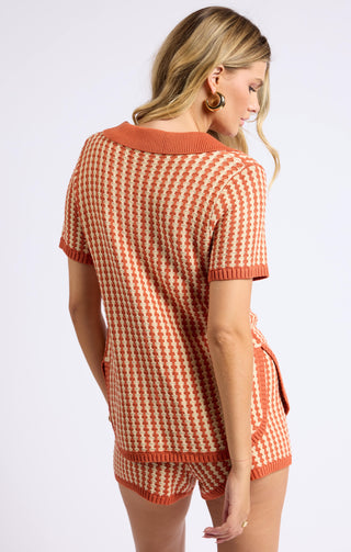 Through The Canyons Tie Front Sweater Top