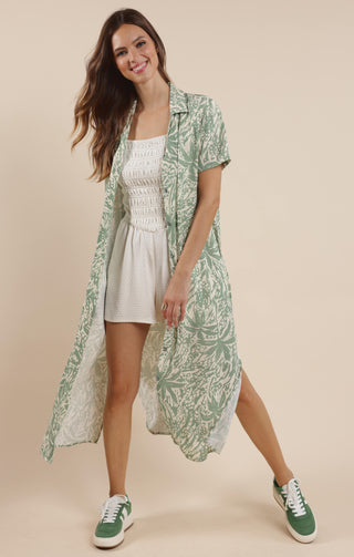 Palm Whispers MIdi Shirt Dress