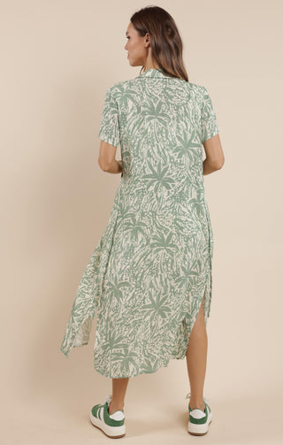 Palm Whispers MIdi Shirt Dress