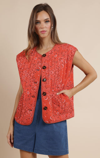 Music Fest Cotton Bandana Print Quilt Vest