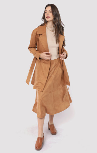 Risk Taker Faux Suede Belted Coat