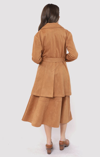 Risk Taker Faux Suede Belted Coat