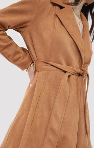 Risk Taker Faux Suede Belted Coat