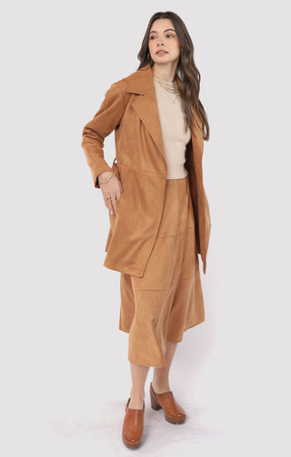 Risk Taker Faux Suede Belted Coat