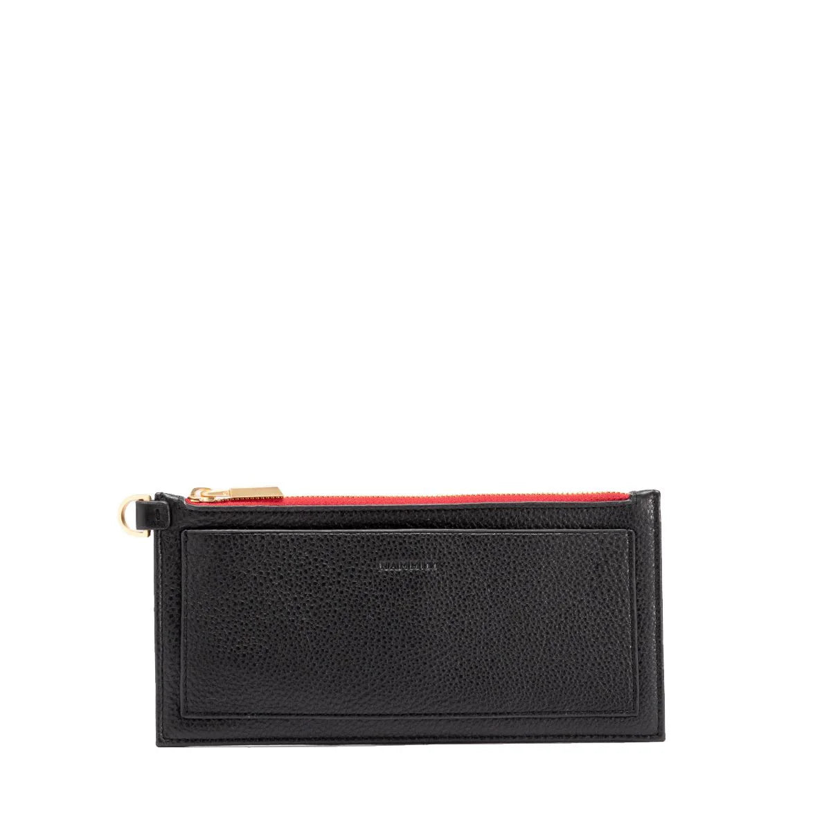 Hammitt- Allen Pocket Wallet-Black/Brushed Gold Red Zip