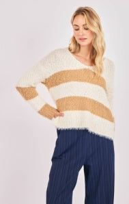Emberly Fuzzy Stripe Sweater