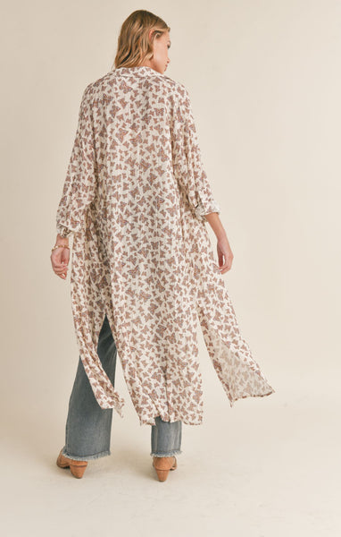 Sadie & Sage- Hearts Flutter Button Down Midi Shirt