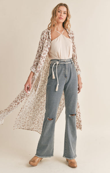 Sadie & Sage- Hearts Flutter Button Down Midi Shirt