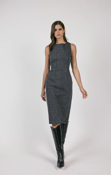 Sage The Label- Transformative Denim Midi Dress