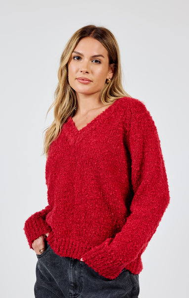 Sadie & Sage- Lime Light V- Neck Sweater