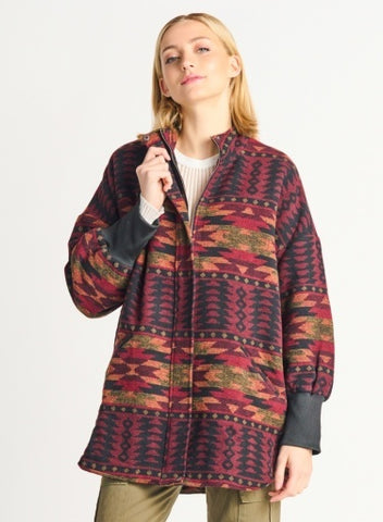 Geo Zip Front Printed Jacket