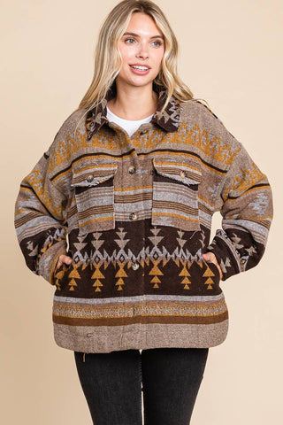 Ari Aztec Oversized Shacket- Mustard Mix