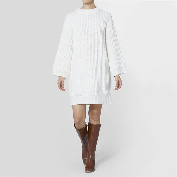 Monica Long Chunky Sweater Dress - Cream