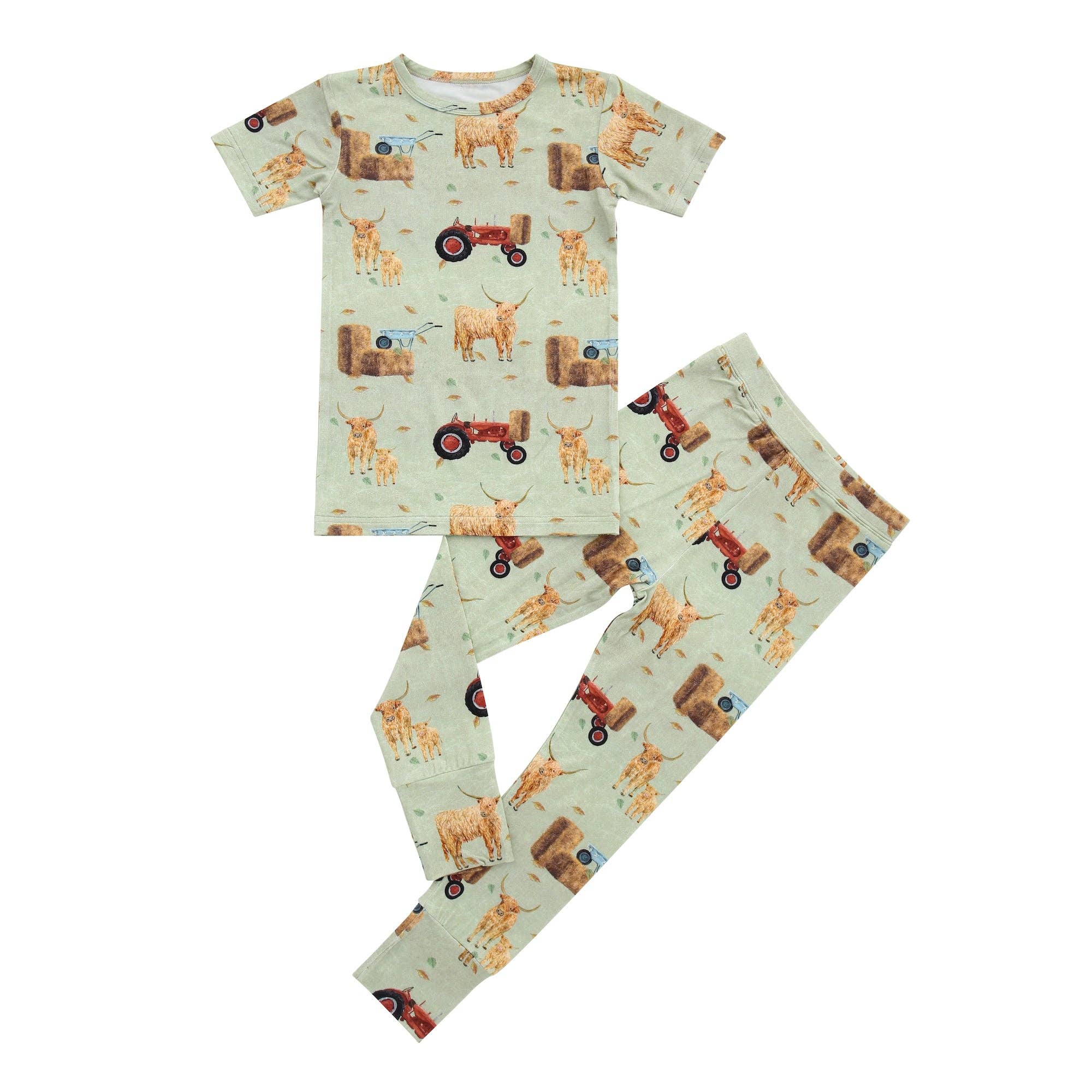 Cuddles N Giggles - Short Sleeve Pajama Set - Highland Cows