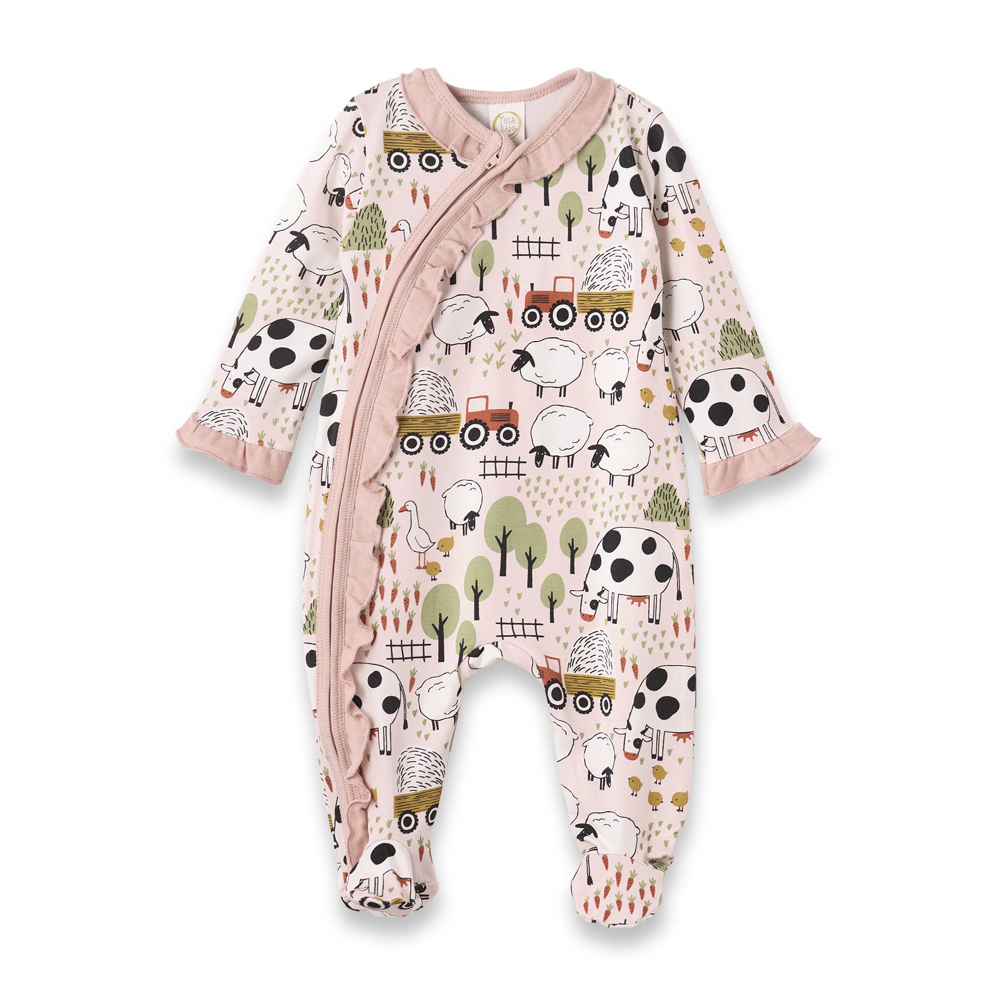 Tesa Babe - Farmyard Baby Girls Zipper Romper