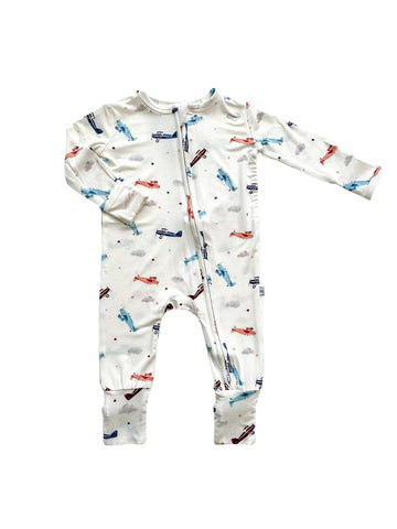 Harp Angel Boutique - Zipper Romper - Vintage Airplane