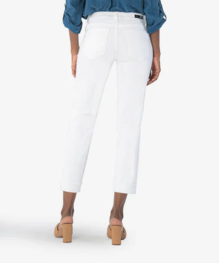 Amy Crop Straight Leg Roll Up Fray Hem (White)