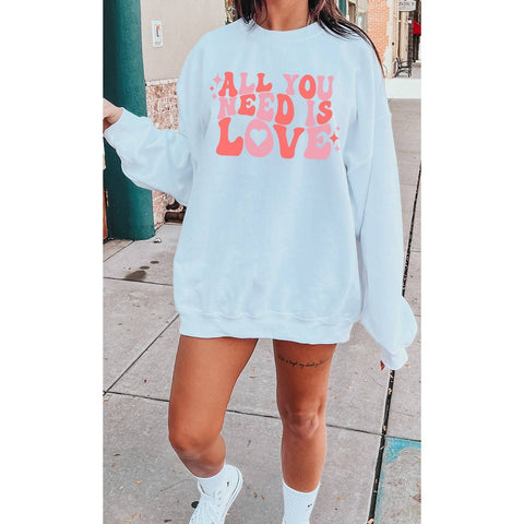 All You Need Is Love Valentine Oversized Graphic Sweatshirt