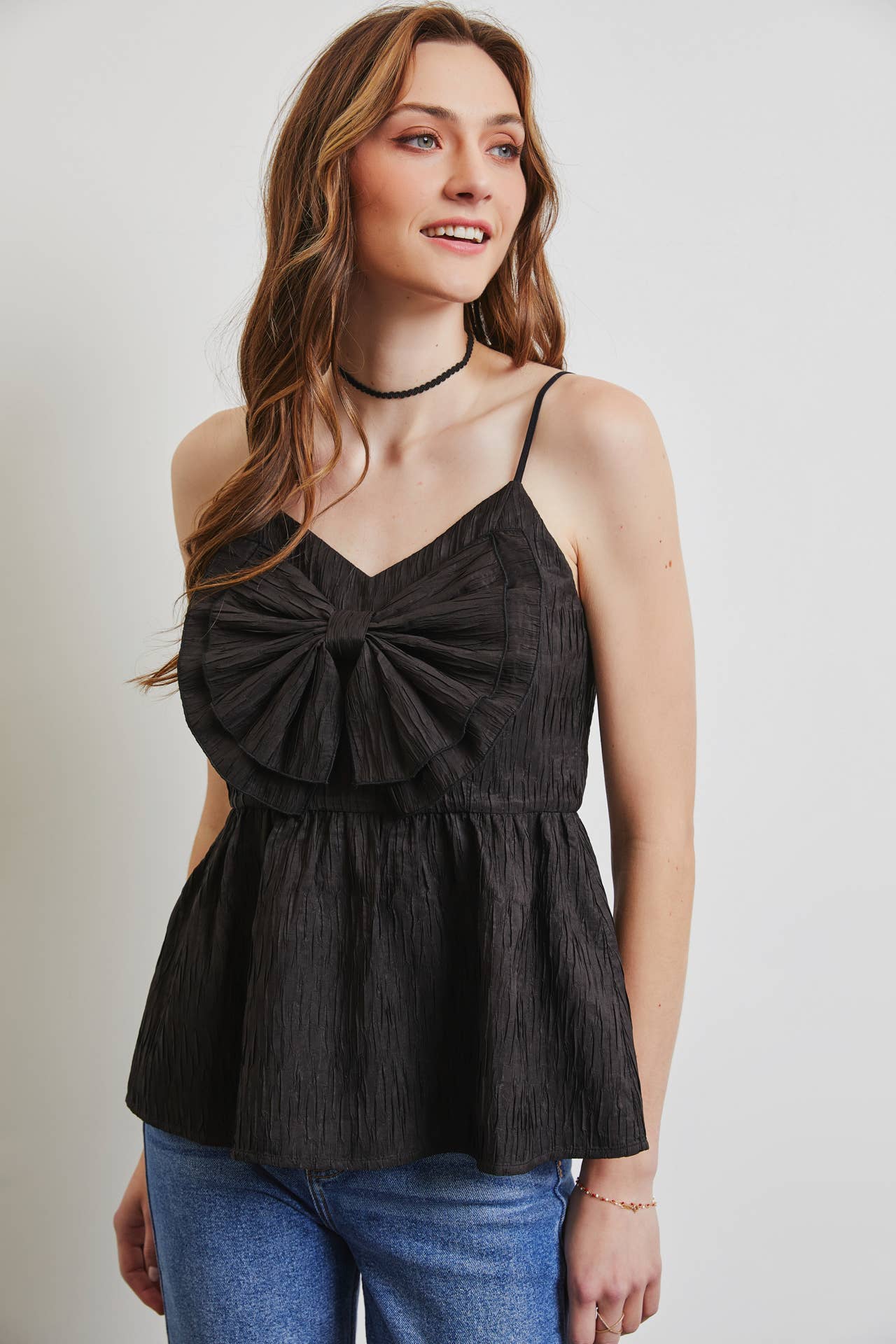 Bronson BabyDoll Bow Top-Black