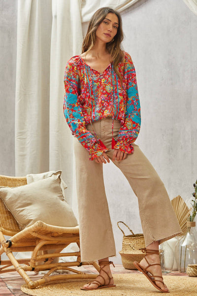 Tunic Top Features Long Sleeves With Embroidery