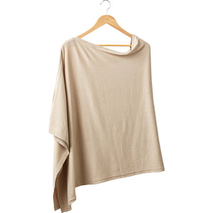 Elegant Solid Cotton Poncho - Beige