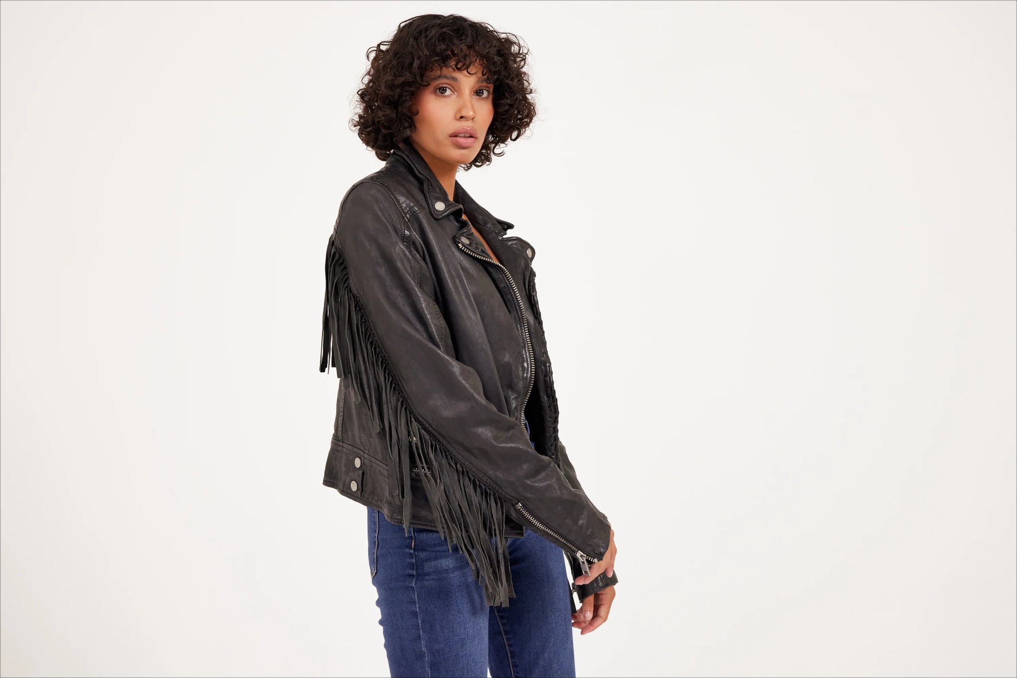 Mauritius- Zoe Leather Fringe Jacket